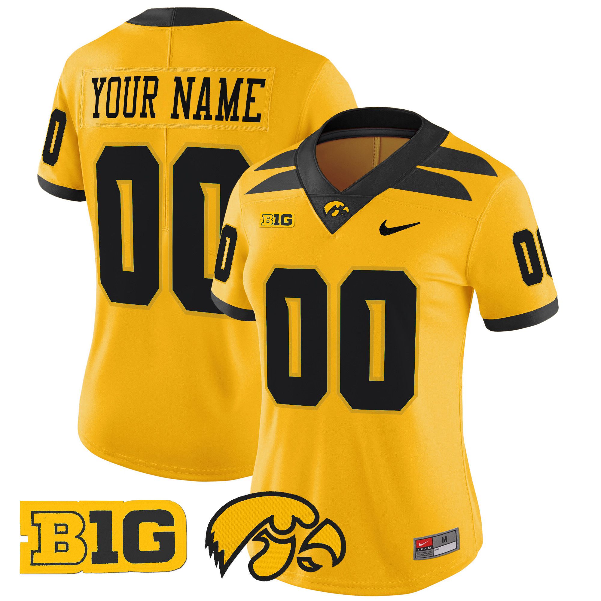 Women Iowa Hawkeyes Yellow Nike 2024 Vapor Limited Custom NCAA Jersey style 1